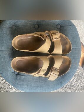 Birkenstock Unisex Two-Strap Sandals in Light Brown